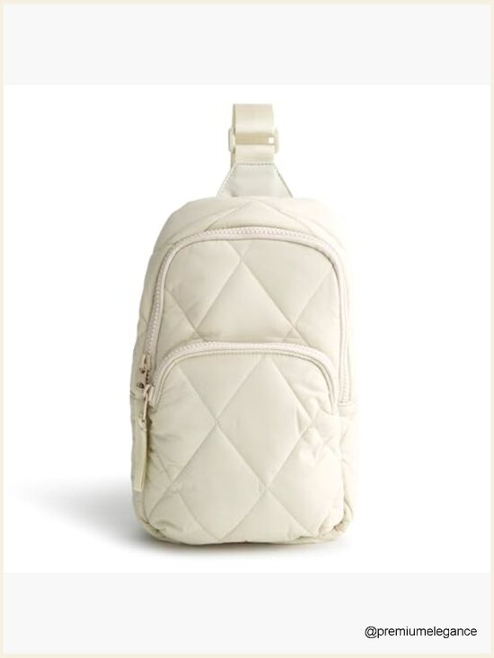 Lightweight Diamond Quilted Sling Backpack with Recycled Fabric